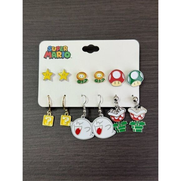 Super Mario Icons Earrings Set